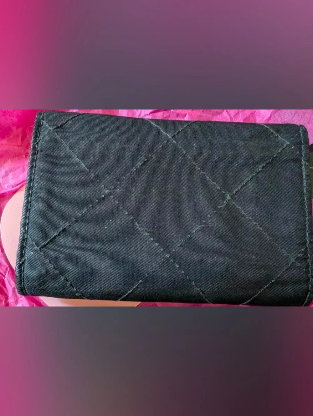 Prada Milano Black Quilted Wallet with Triangle Logo